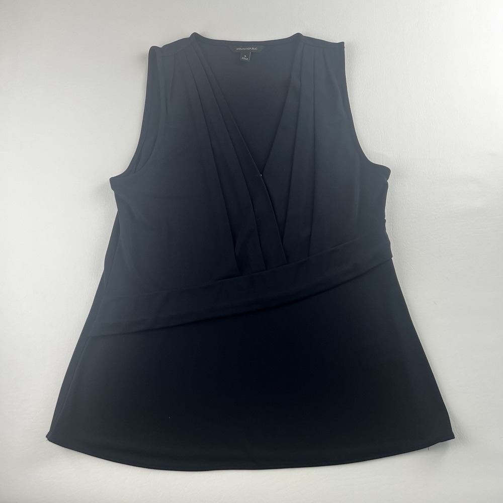 Banana Republic Navy Blue Surplice Crossover Pleated V-Neck Sleeveless Top S
